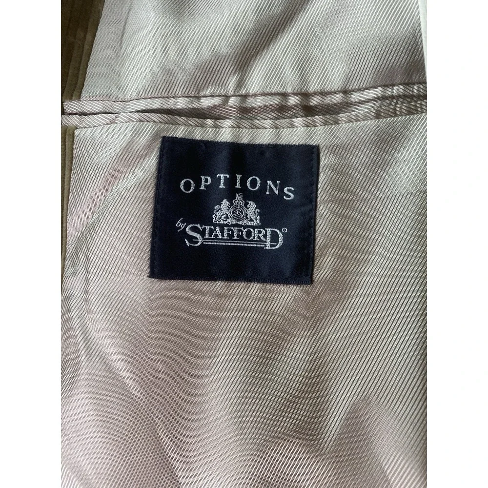 Vintage Stafford Sport Coat 46 XL Beige Cotton Corduroy Designer Premium USA